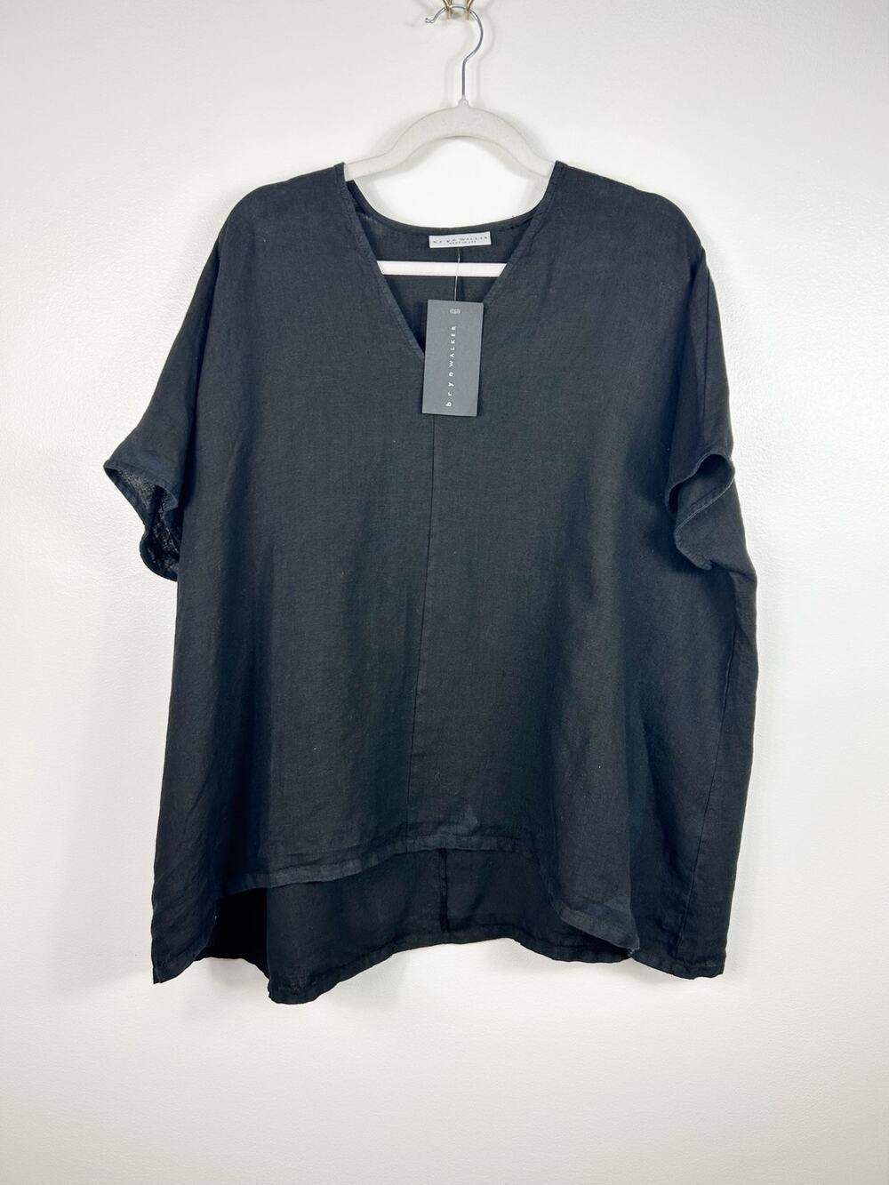NEW Bryn Walker Black 100% Linen Blouse Made in the USA Size Small